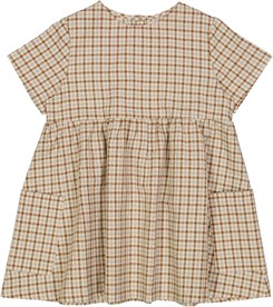 Wheat dress Ayse - Golden dove check